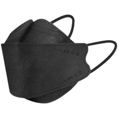 Черные одноразовые маски для лица бренда Nuokang Kf94, маска Kf94 в индивидуальной упаковке, четырехслойная защитная маска для взрослых в форме рыбы, подходит для всех взрослых